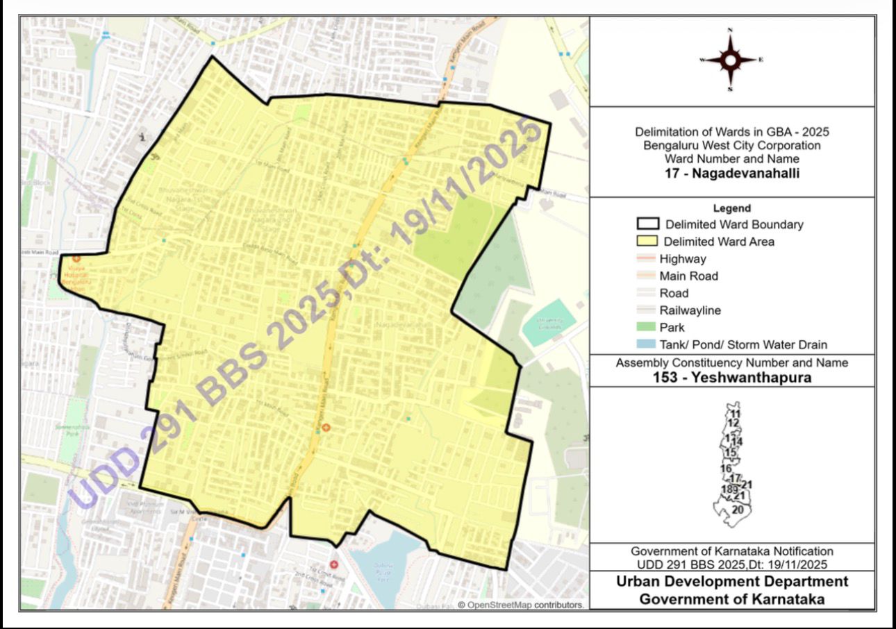 Nagadevanahalli Ward 17 boundary map